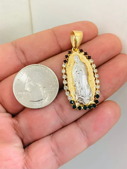 14K Gold Filled Virgen de Guadalupe Pendant 35x20mm for Womens Mens / Everyday Pendant / Gold Pendant / 8 Layers of Gold Pendant / Dijes Oro