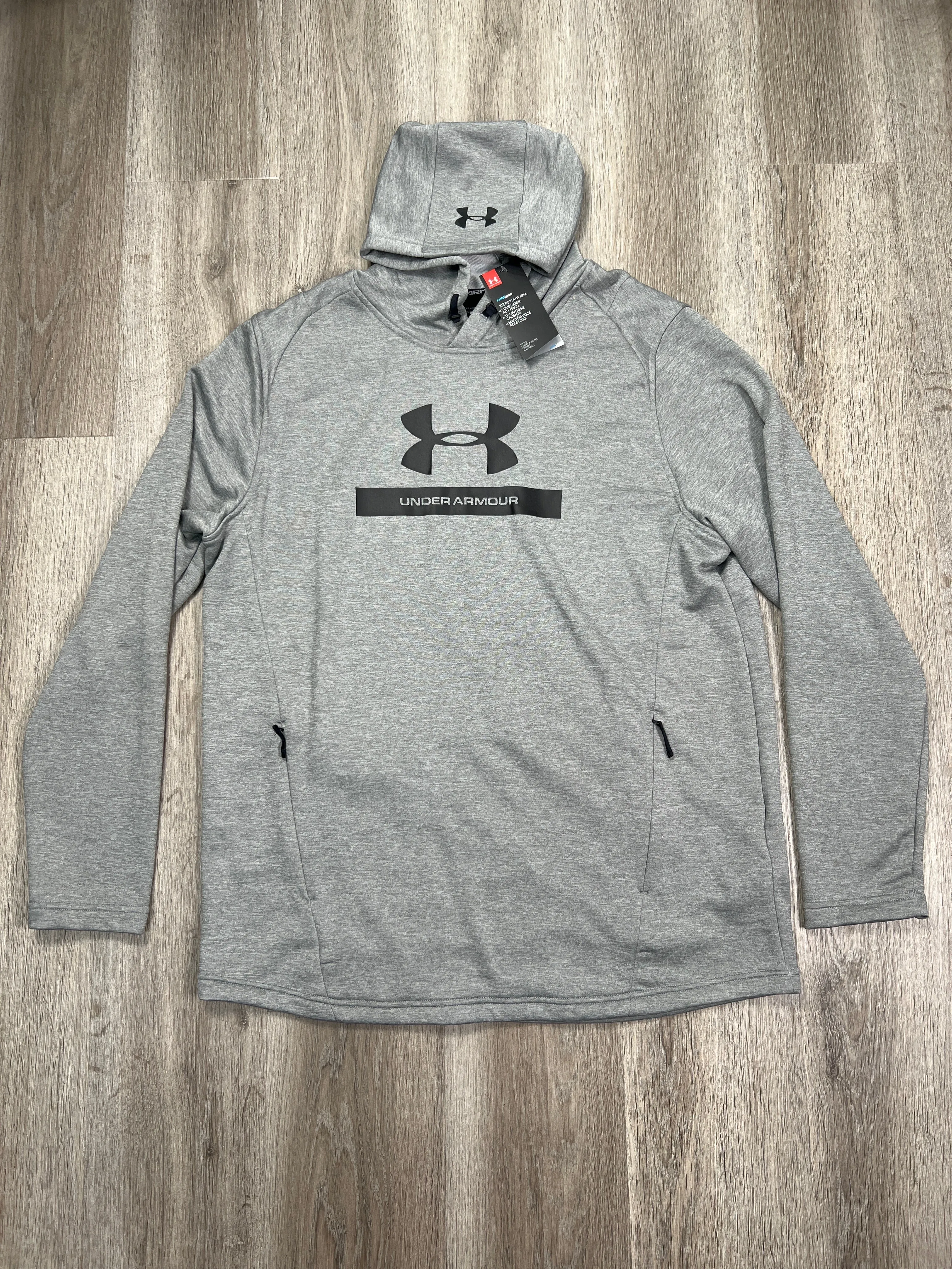 Athletic Sweatshirt Hoodie By Under Armour In Black & Grey, Size: Xl