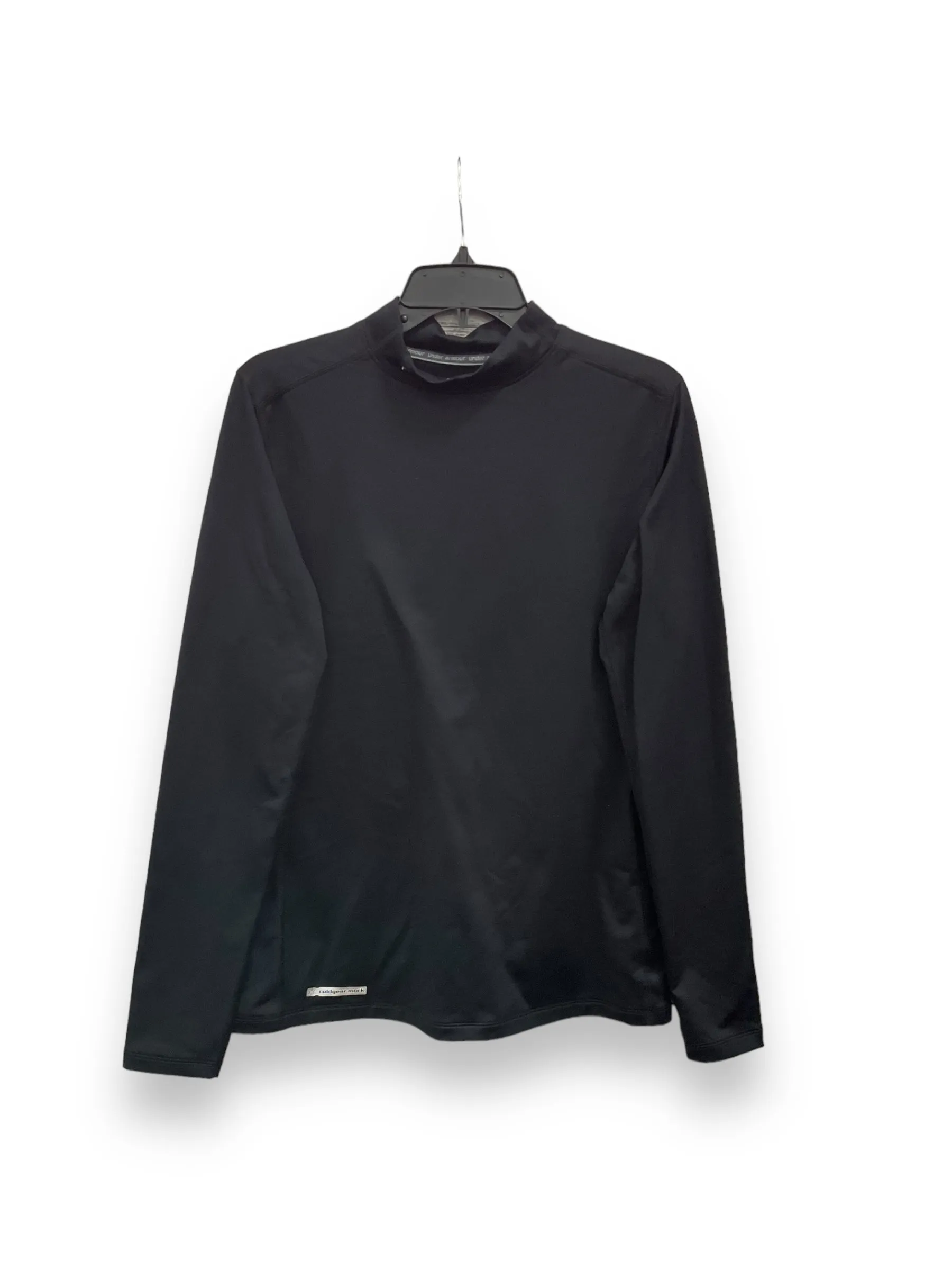 Athletic Top Long Sleeve Collar By Under Armour In Black, Size: L