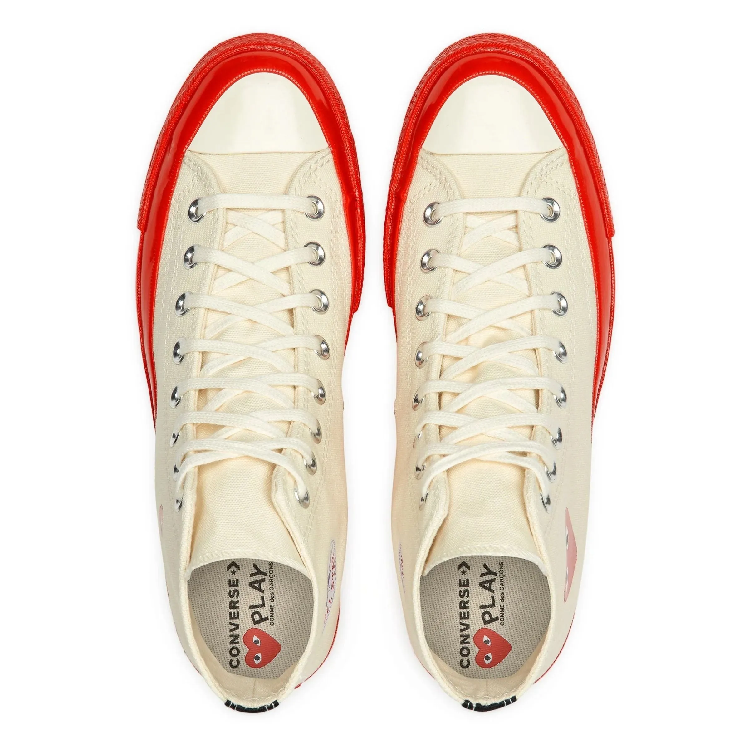 Beige & Red Converse High Top Sneakers