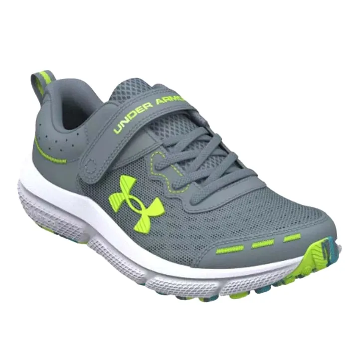 Big Boy Under Armour Assert 10 Wide in Gravel/Glacier Blue/Lime Surge