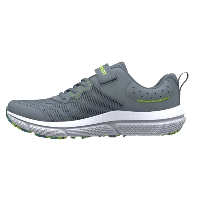 Big Boy Under Armour Assert 10 Wide in Gravel/Glacier Blue/Lime Surge