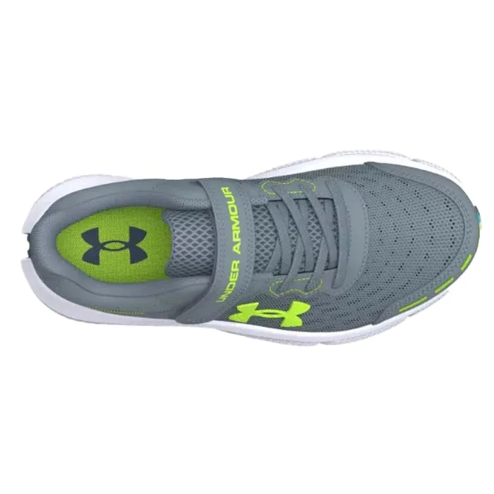 Big Boy Under Armour Assert 10 Wide in Gravel/Glacier Blue/Lime Surge