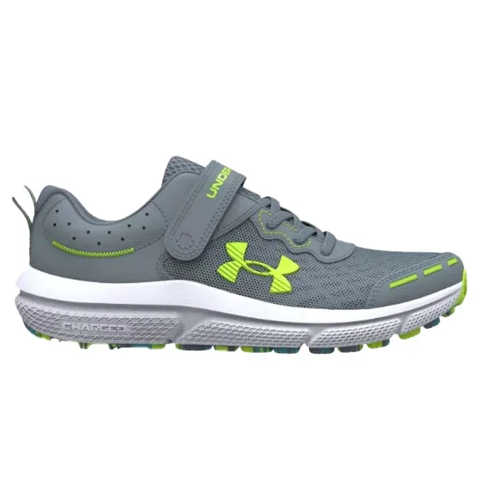 Big Boy Under Armour Assert 10 Wide in Gravel/Glacier Blue/Lime Surge