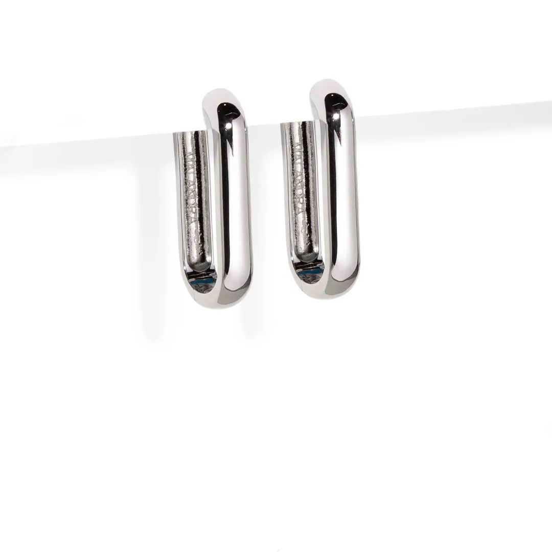 CLIP LINK LONG SILVER EARRINGS