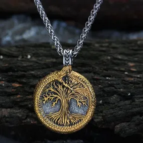 Collier arbre sacré d'Yggdrasil avec Jörmungand