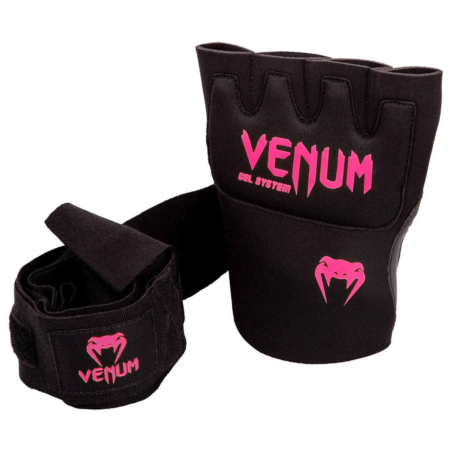 Guante venda Venum Kontact Gel - Negro/Rosa Fluo