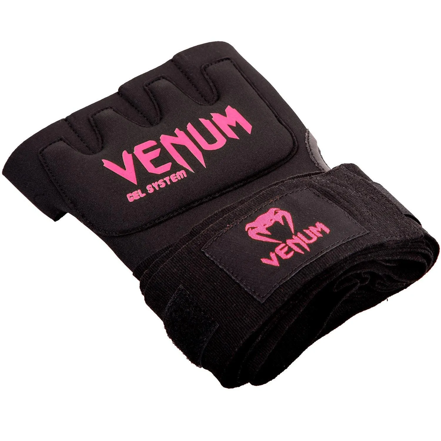 Guante venda Venum Kontact Gel - Negro/Rosa Fluo