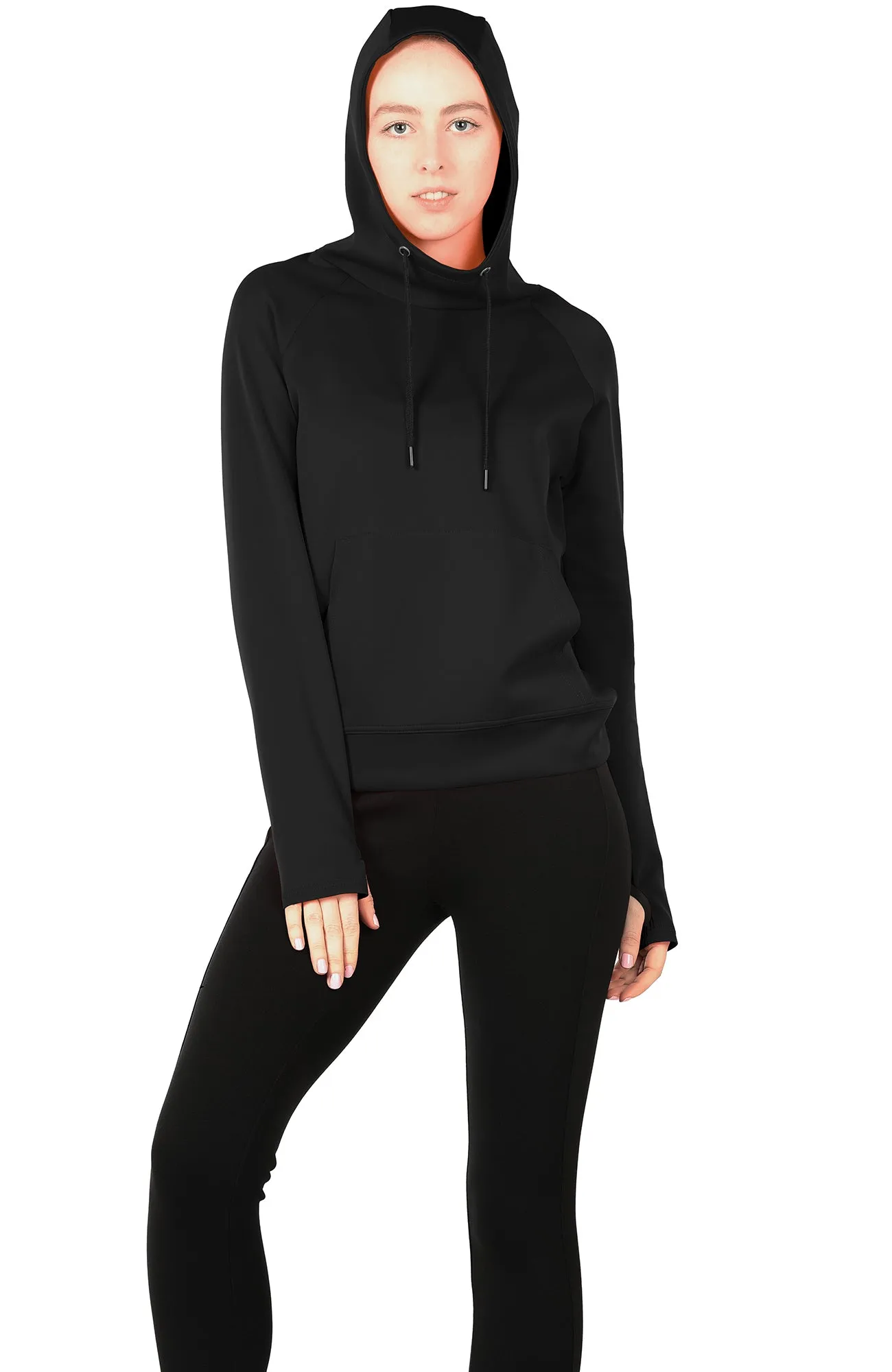 icyzone Workout Hoodie for Women - Athletic Running Pullover Long Sleeve Shirts with Pocket and Thumb Holes