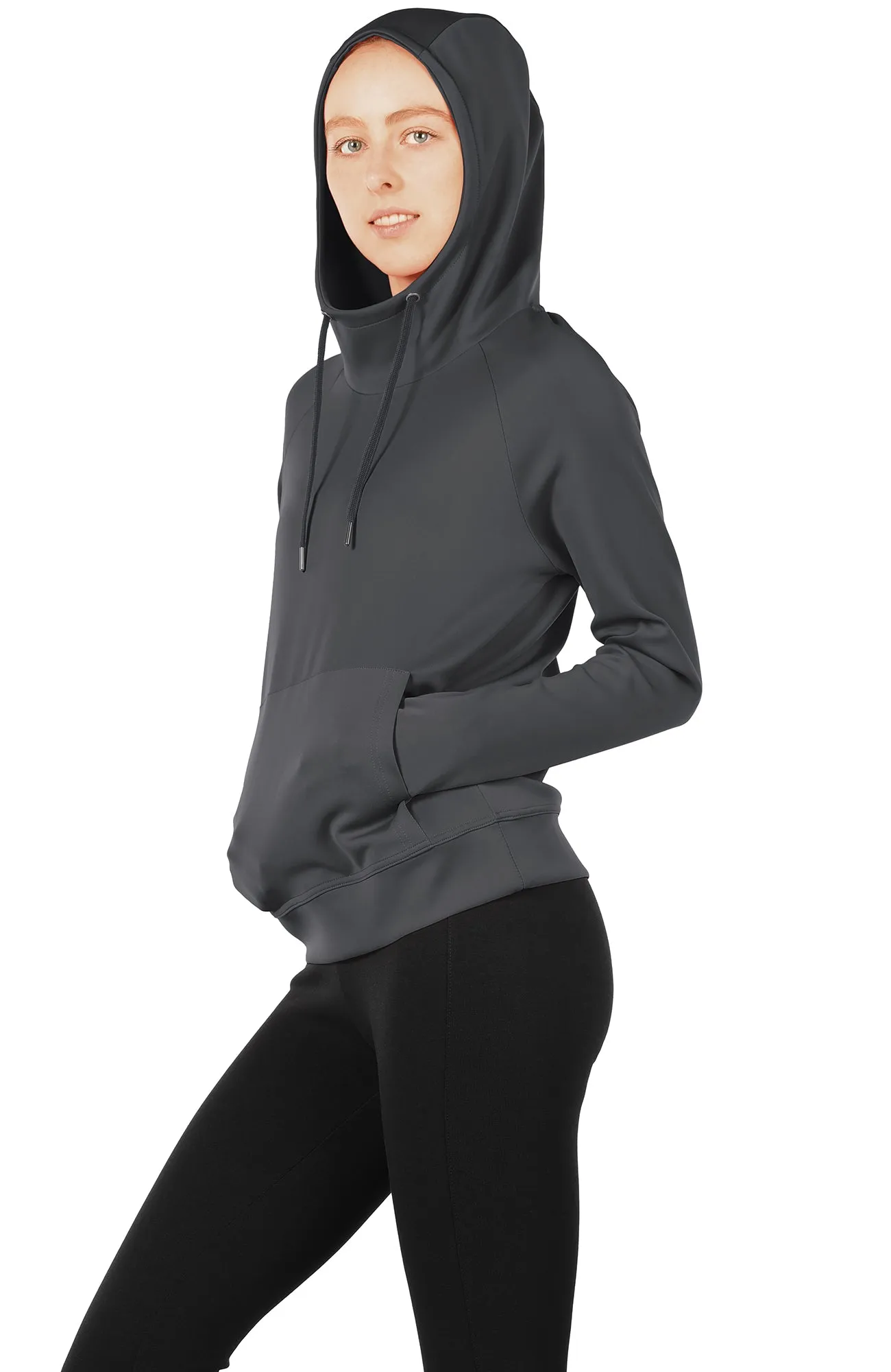 icyzone Workout Hoodie for Women - Athletic Running Pullover Long Sleeve Shirts with Pocket and Thumb Holes