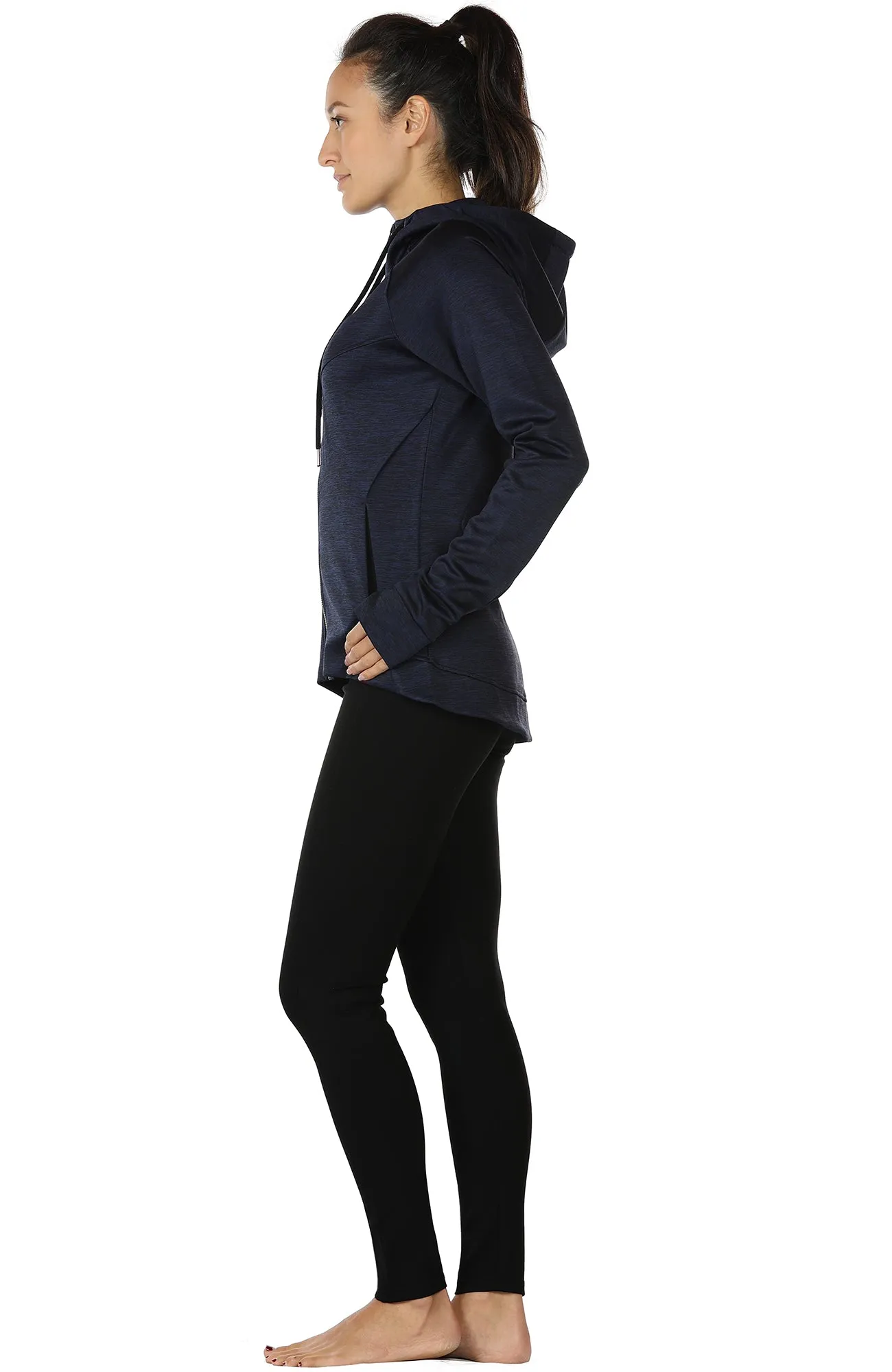 icyzone Workout Jackets for Women - Athletic Exercise Running Zip-Up Hoodie with Thumb Holes