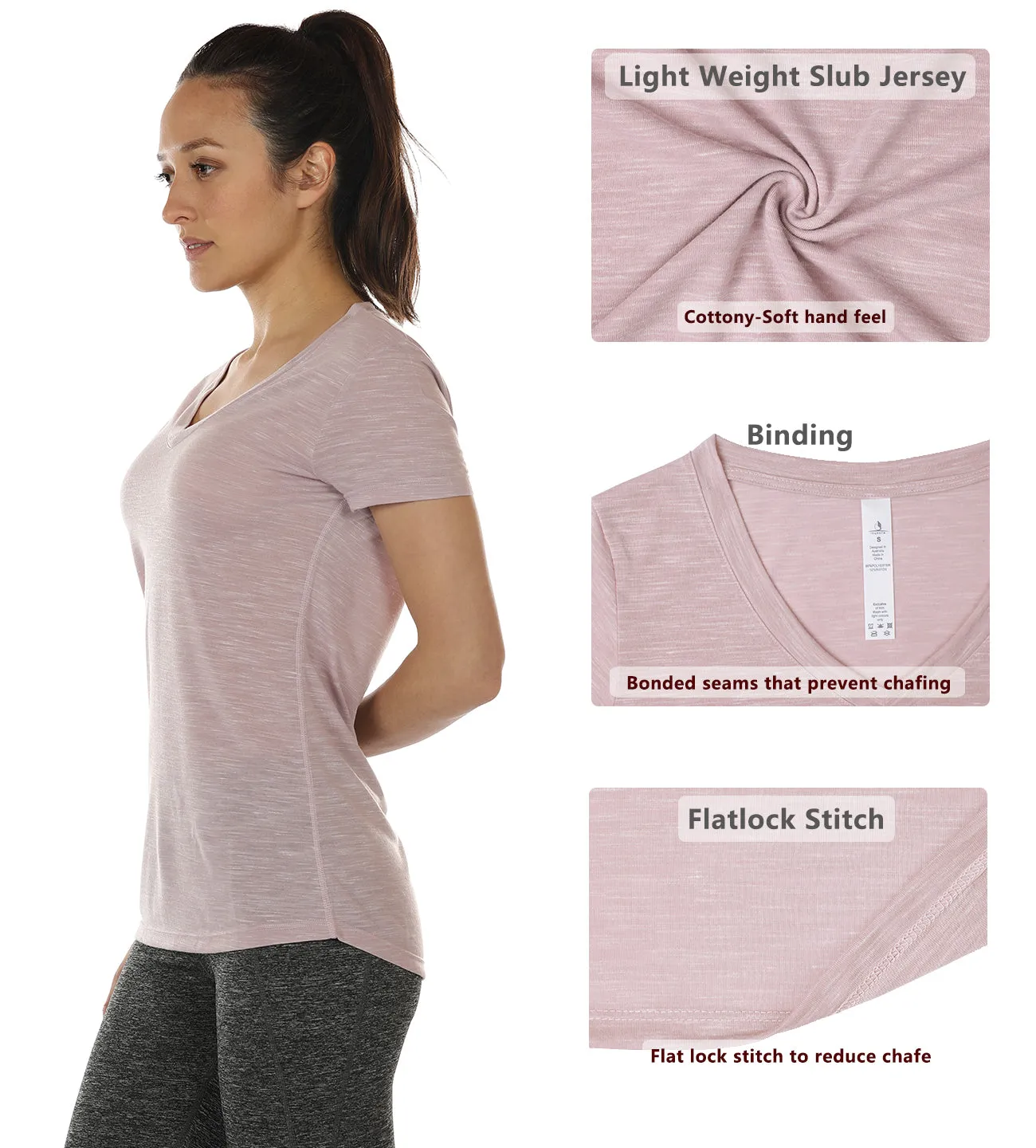 icyzone Workout Shirts for Women - Yoga Tops Activewear Gym Shirts Running Fitness V-Neck T-Shirts