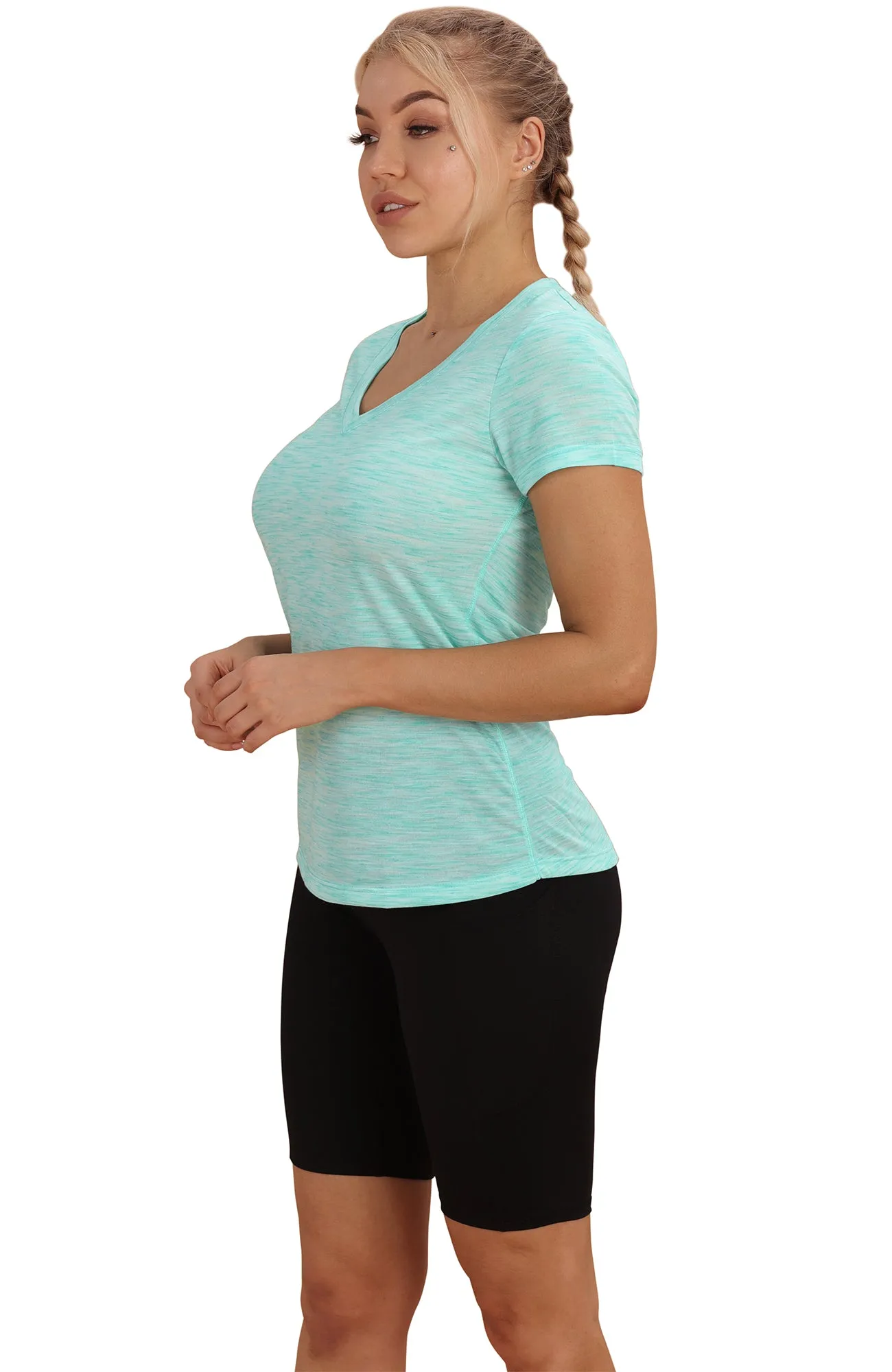 icyzone Workout Shirts for Women - Yoga Tops Activewear Gym Shirts Running Fitness V-Neck T-Shirts