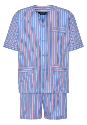 Pijama Hombre Corto Judo Popelín Rayas - Azul 4534_30