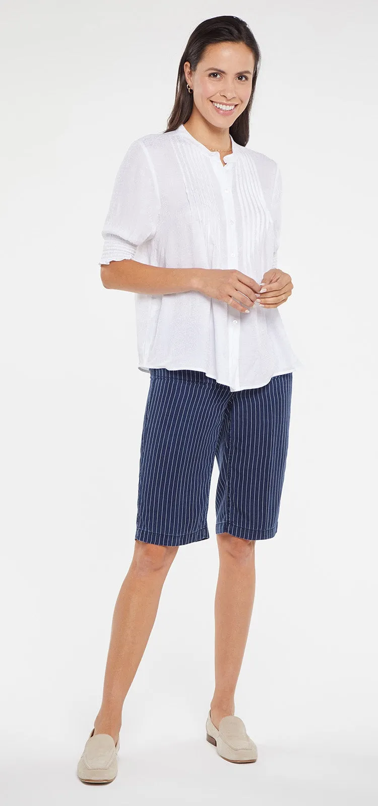 Pleated Short Sleeved Blouse Wit | Optic White